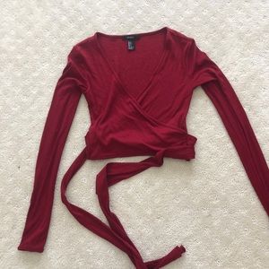 Forever 21 Red Ribbed Crop Top